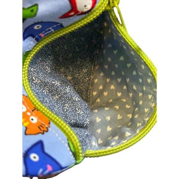 Cats Zipper Coin Purse Keychain ID Money Card Pouch 6" x 4" Wallet Handmade New - Picture 3 of 5